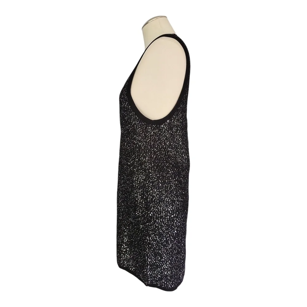 The Kooples NWT Black and Silver Sequin Knit Short Tank Dress EU 3